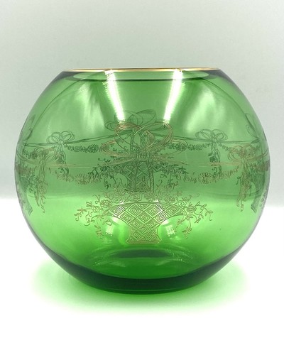 Vase boule verre - vase, vert
