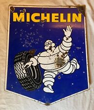 Plaque émaillée ancienne Bibendum pneus "MICHELIN" 68X80 cm