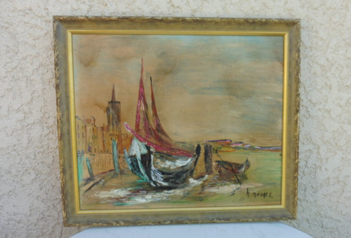 Tableau huile sur toile marine - tableau,