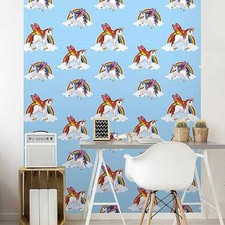 K Collection - Papier peint motif/style Licorne et arc-en-ciel (TC388)