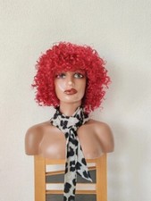 Perruque afro bouclée rouge kinky curly cosplay chveux synthétique bouclés 