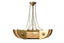 Ancien Art Deco Skyscraper Laiton & Glass Rod Eclairage Lustre au plafond Lampe