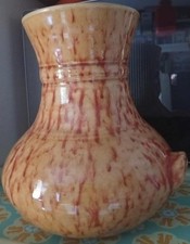 Grand Vase ACCOLAY AC marron beige Vernis Circa 1960 a poignée