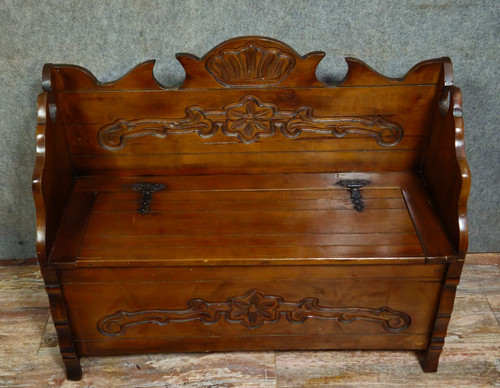 Banc coffre ancien bois - banc-coffre, en