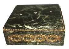 Ancien socle marbre vert de mer pour statue, autre   122x113x45mm