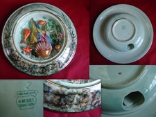 PLAT TROMPE L'OEIL POISSONS CRUSTACES CERAMIQUE OU BARBOTINE H BEQUET QUAREGNON