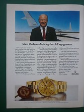 5/1985 PUB MONTRE WATCH ROLEX DAY-DATE GOLD ALLEN PAULSON GULFSTREAM GERMAN AD