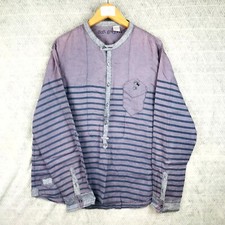 La Redoute Chemise Homme 45/46 Violet Rayée Col Mao Décontracté Demi-Boutonné