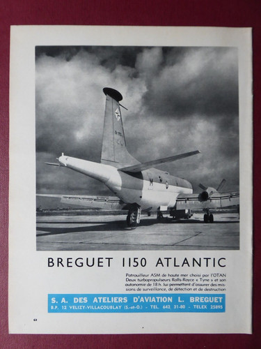 1965 pub avion breguet 1150 - avion,