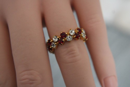 Bague dorée rangs strass - bague, 2