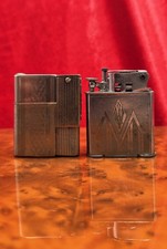 LOT X2 BRIQUET ANCIEN VINTAGE PETROL LIGHTER FEUERZEUG ACCENDINO