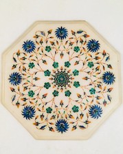 12 " Marbre Table Top Floral Demi Précieux Pierres Incrustation Art Décor Maison