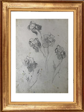 YVES GANNE (1935-2019) ELEVE DE FERNAND LEGER - GRANDE ETUDE FLEURS 1950 (264)