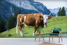 Papier peint animal 3D vache montagne A024 peinture murale auto-adhésif amovible Wendy