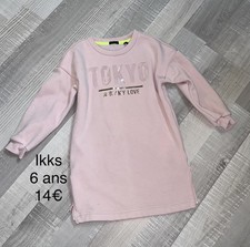 Ikks 6 Ans Fille : Robe Tissu Épais Sweat Rose Hiver TBE