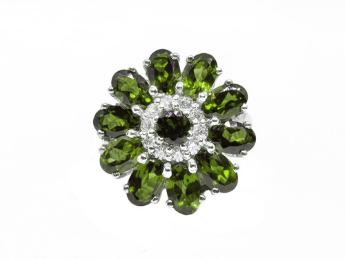 Argent sterling peridot fleur - argent,