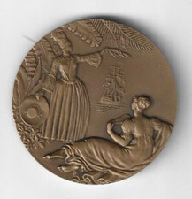 MEDAILLE EN BRONZE COMPAGNIE GENERALE  TRANSATLANTIQUE ANTILLES DELAMARRE