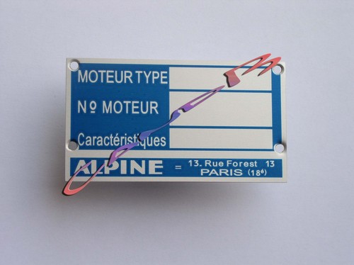 Plaque moteur alpine renault - plaque,