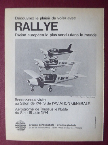 1974 pub socata aerospatiale - 6/1974,