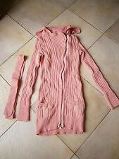 VESTE LONGUE ZIPPÉE ROSE PÊCHE TAILLE M MARQUE BERSHKA CEINTURE 2 POCHES 