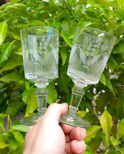 Paire verres pieds - verres, de
