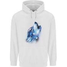 Un Sweat À Capuche Pour Homme En Coton 80% Avec Un Loup En Aquarelle
