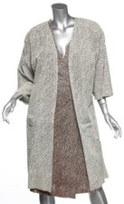 MARIO VALENTINO VINTAGE Brown Perforated Leather Wrap Dress+Jacket Coat Set 8 M