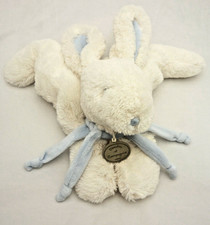 Doudou et Compagnie lapin fourrure écru et bleu 33 cm environ