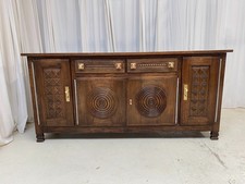 Enfilade bahut Etienne Kohlmann brutaliste chêne, cuivre et laiton 1950