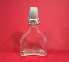 Flasque Ancienne Marque CUSENIER En Verre 1900 Alcool Flacon Verre Et ALuminum