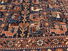 rare antique Afshar murgi tribal Persian rug tapis persan birds vogel chicken