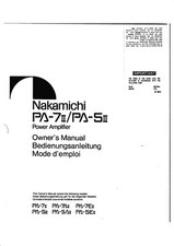 Manuel D'Utilisation Pour Nakamichi PA-7 MKII, PA-5 MKII