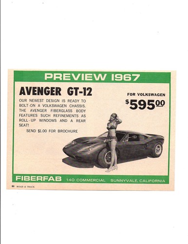 1967 fiberfab avenger 12 - avenger, gt-12