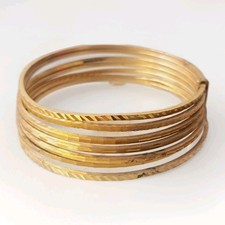 Ancien Bracelet Semainier Jonc En Plaque Or