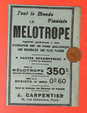 PARIS ( 14° ) MÉLOTROPE POUR PIANO " J. CARPENTIER " PUBLICITÉ 1901