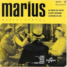 Marcel Pagnol - Marius : La Partie de Cartes +2 [Vinyle 45 Tours 7" EP] 1956. TB