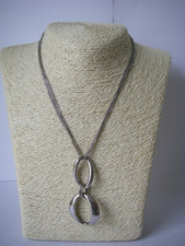 JOLI COLLIER 14GR 5 CHAINES liées / Pendentif DOUBLE Argent massif 925 N°283