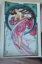 AFFICHE  LITHOGRAPHIE MUCHA - REPRODUCTION VINTAGE 1995 - LA DANSE -