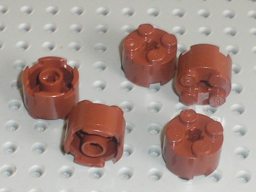 Lego redbrown round - round, bricks