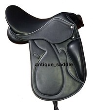 Selle de dressage en cuir à double rabat neuve à goélettes réglables, taille ...