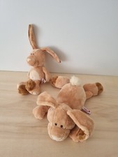 lot deux peluches lapin marron nici