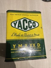 Ancien Bidon d'Huile YACCO M France Vintage oil can vieux jaune vert