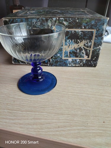 Coupes dessert verre bleu