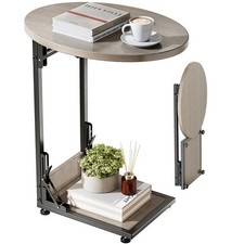 Table basse pliante en forme de C, petite table dappoint avec sac de rangemen...