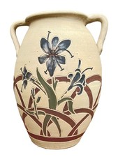 Grande jarre ancienne en terre cuite décor fleur Art Nouveau fin XIXe début XXe 