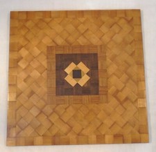 JOLI PLATEAU EN BOIS MARQUETERIE ARTISANALE 40,5 CM X 40,5 CM