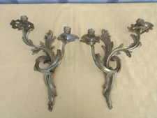 PAIRE D' APPLIQUES /BOUGEOIRS EPOQUE DEBUT 1900 DE STYLE LOUIS 15 EN BRONZE