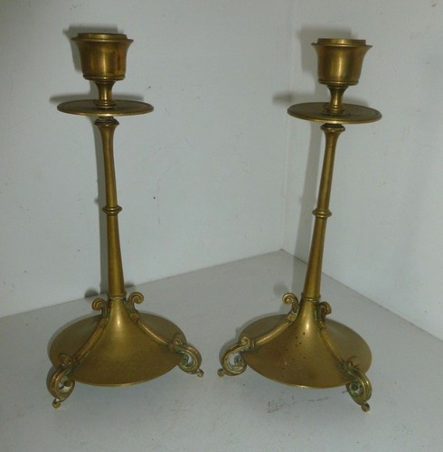 Paire bougeoirs anciens en - paire, de