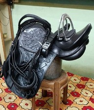 Combinaison noire de style dressage anglais cuir véritable de haute qualité...
