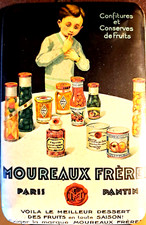 Très rare Glaçoïde Publicitaire CONFITURES CONSERVES Moureaux Frères Années 30